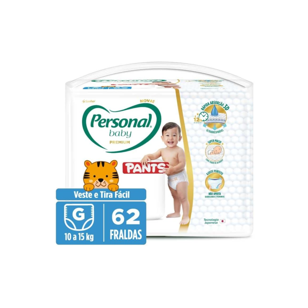 Personal Fralda Baby Premium Pants G, 62 Unidades