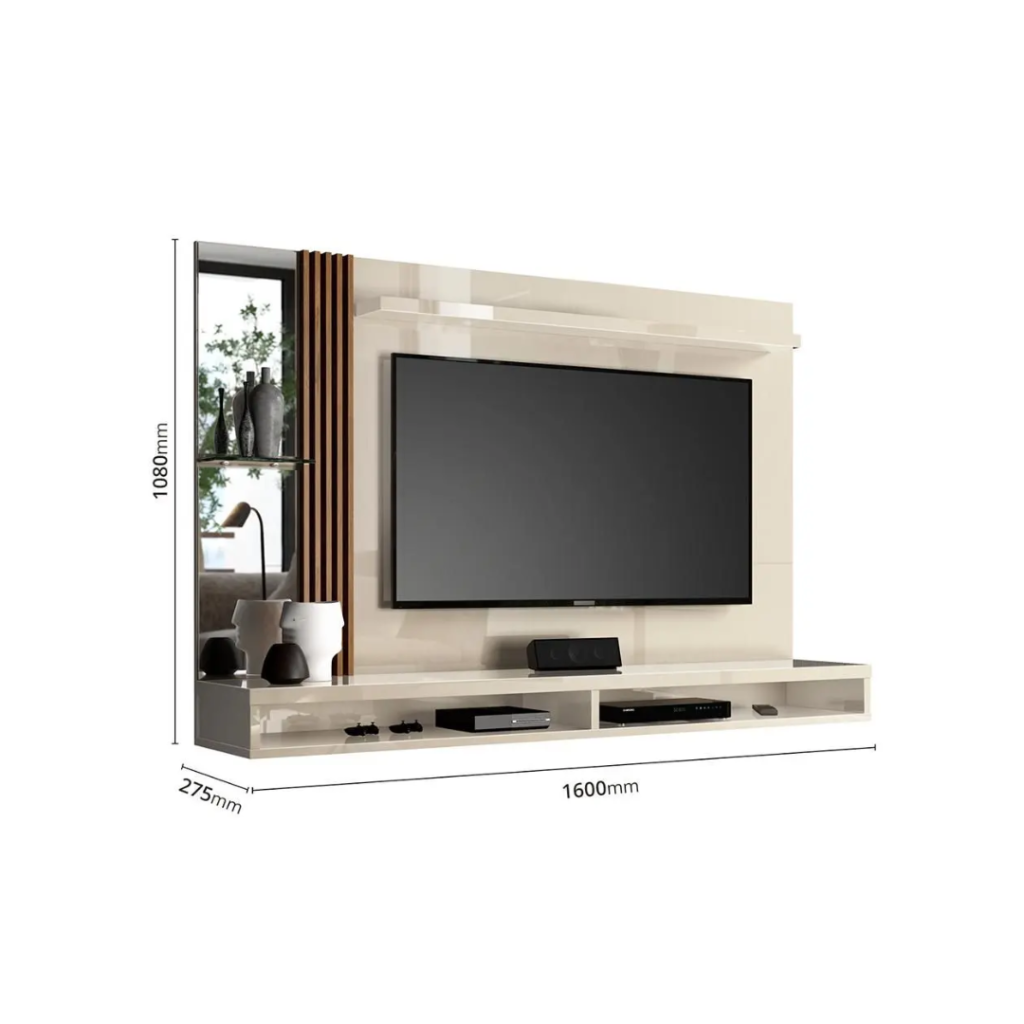 Painel home paris para tv até 55 polegadas / off white/ripado - VIANOSSA