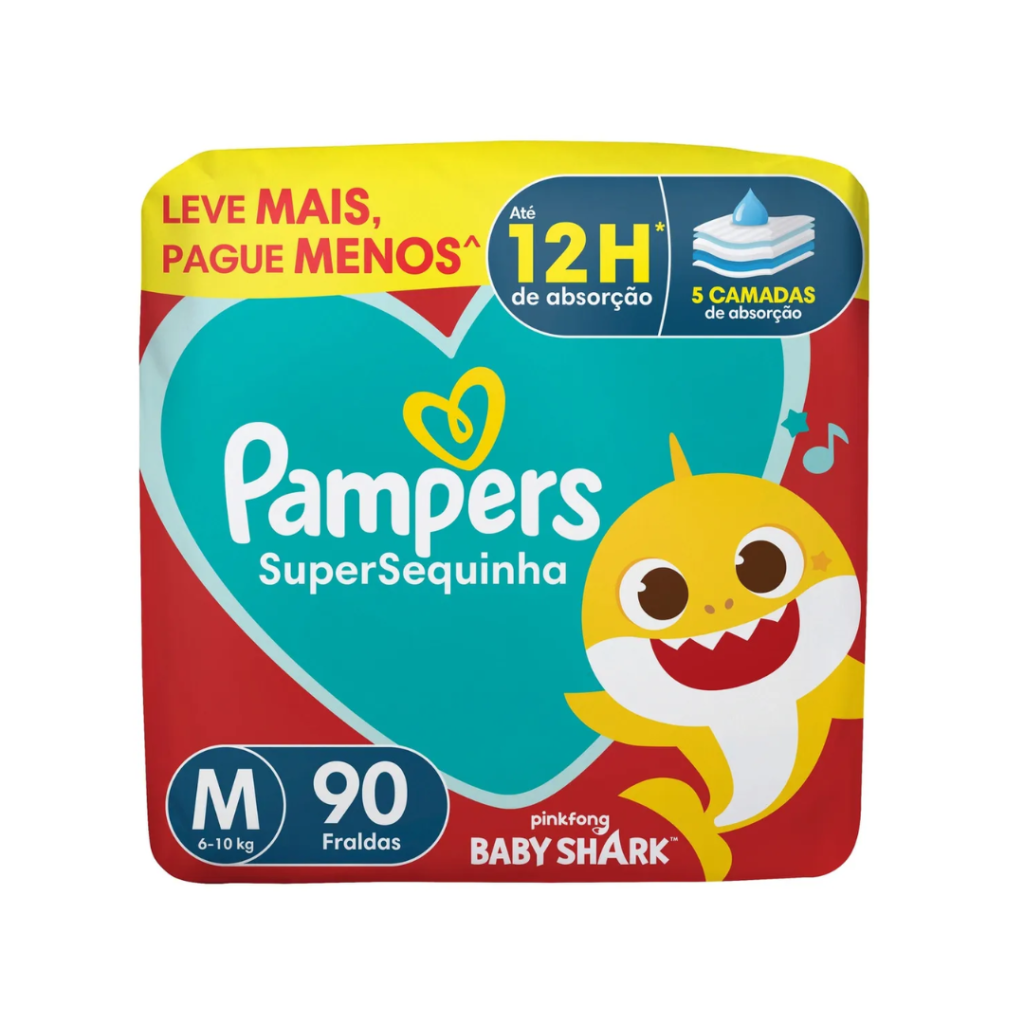 Fralda Descartável Pampers Supersequinha, Tamanho M 90 Unidades