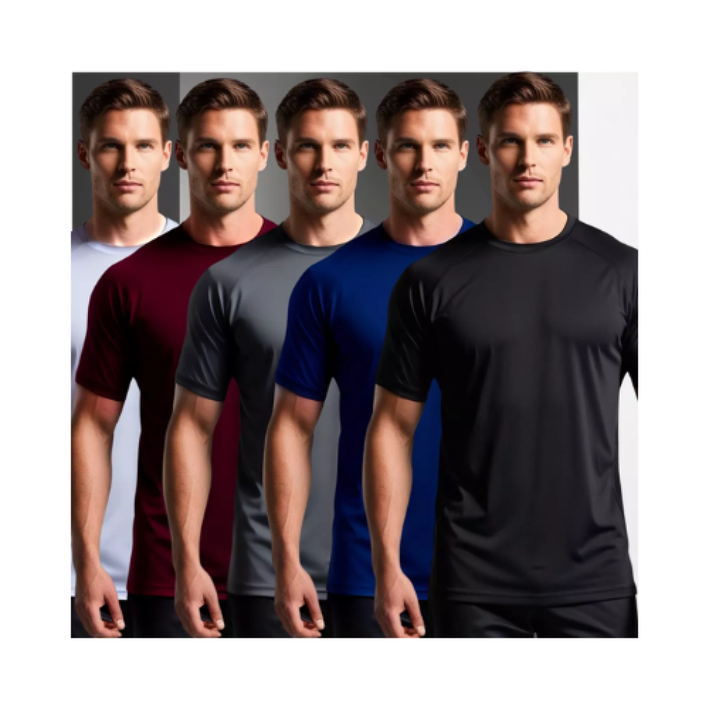 Kit com 5 Camisetas Masculinas Dry Fit Leves e Respiráveis para Esportes