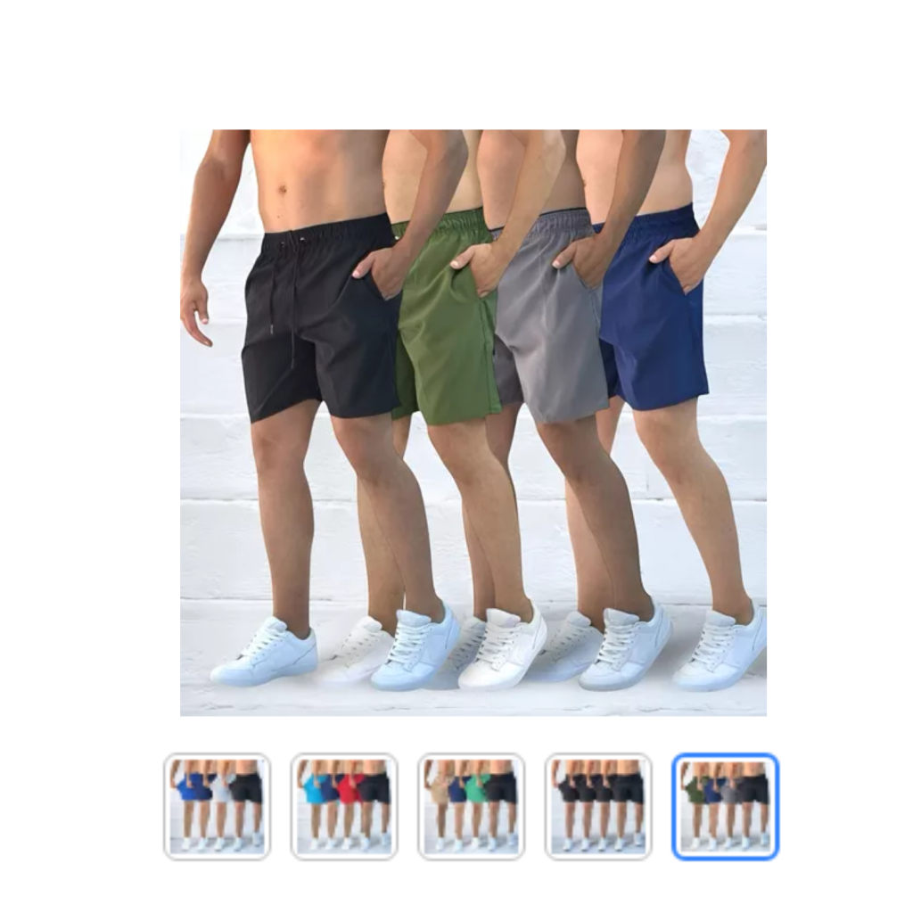 Kit 4 Shorts Masculino Praia Tactel Academia C Lycra Bermuda