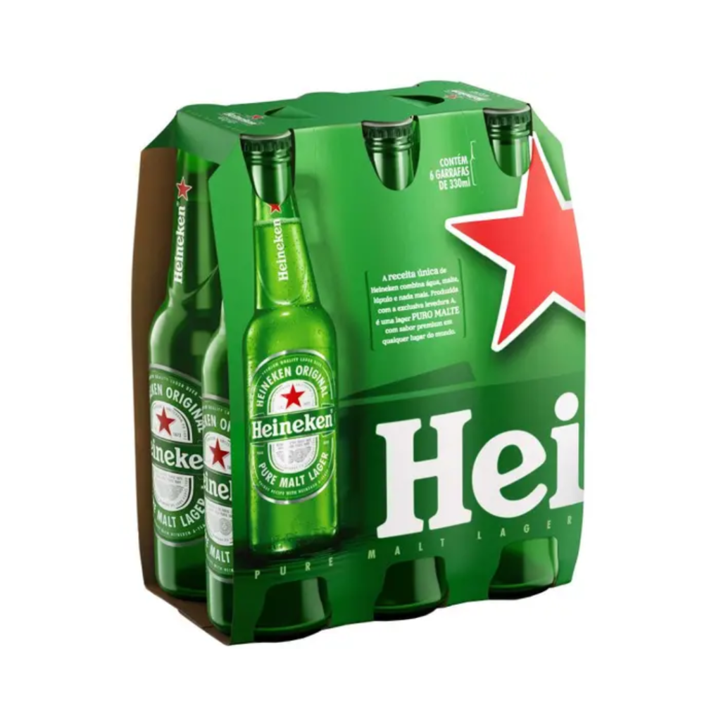 Cerveja Heineken Premium Puro Malte Lager - Pilsen 6 Garrafas Long Neck 330ml