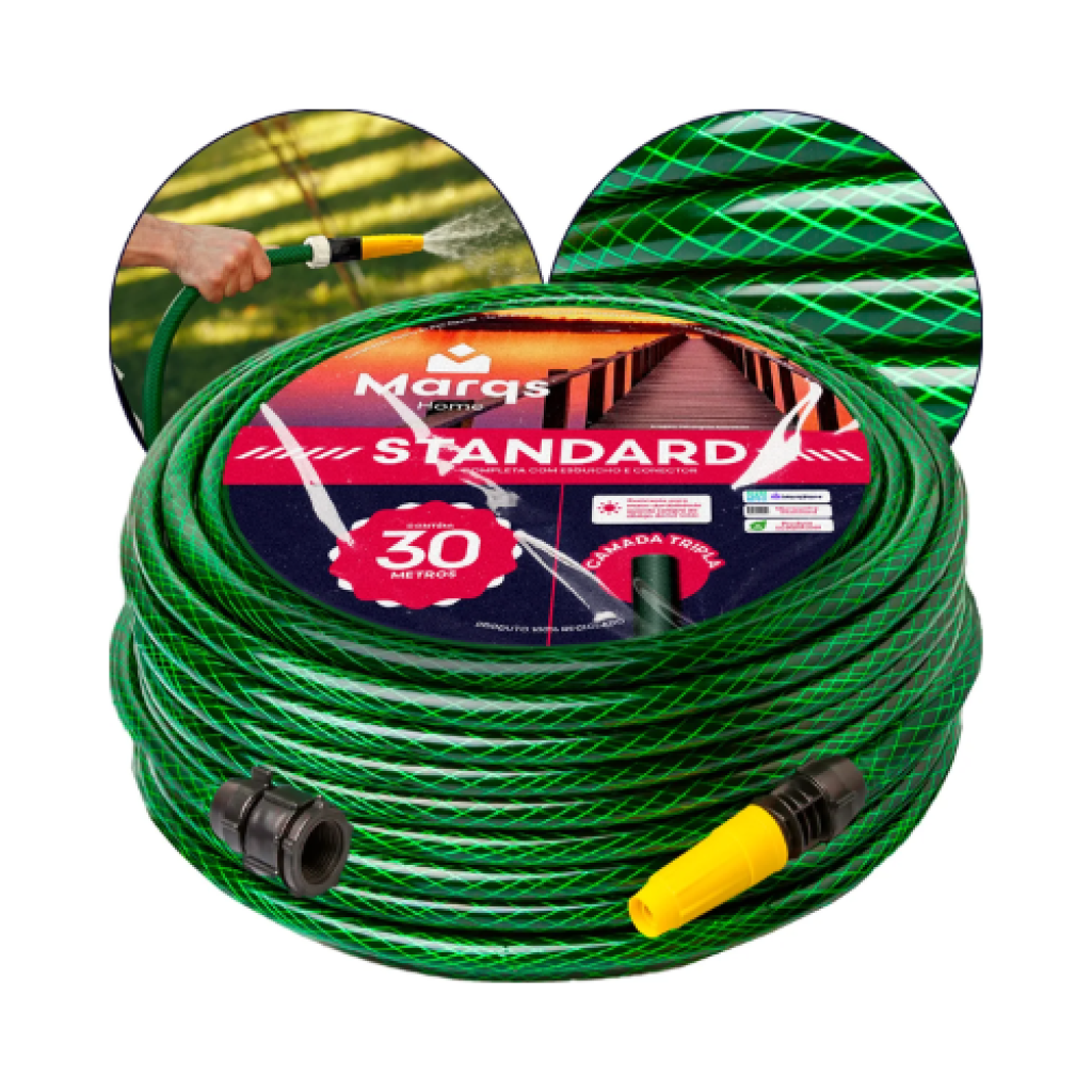 Mangueira Jardim Marqs Home 30m 7/16 Flexível Reforçada Trançada com Esguicho