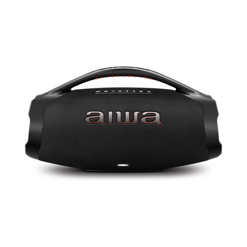 Caixa de Som Boombox Plus AIWA BBS-01-B 200W Bluetooth 5.3-200W RMS - 30 Horas de Bateria - Resistente à Poeira e Água - Preto