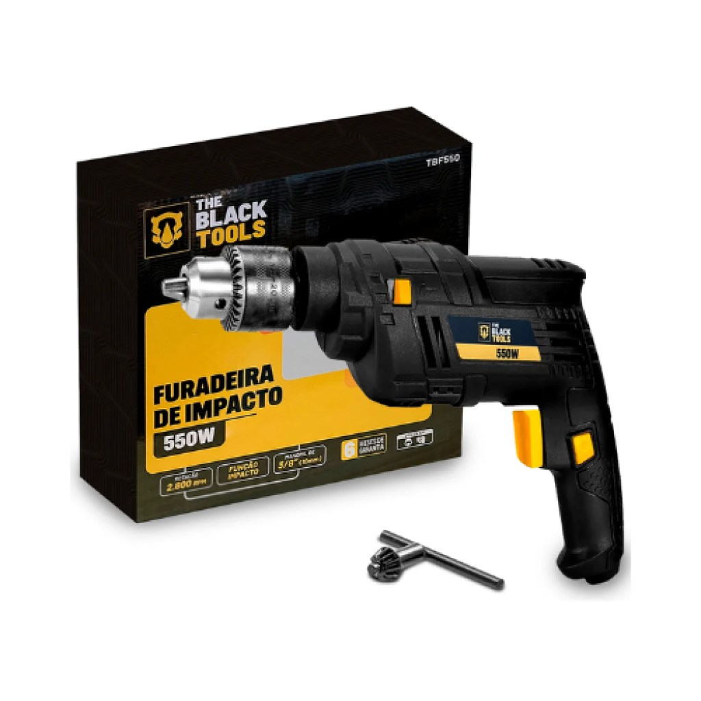 Furadeira de Impacto Elétrica The Black Tools TBF550 550W 3/8 10mm 220V