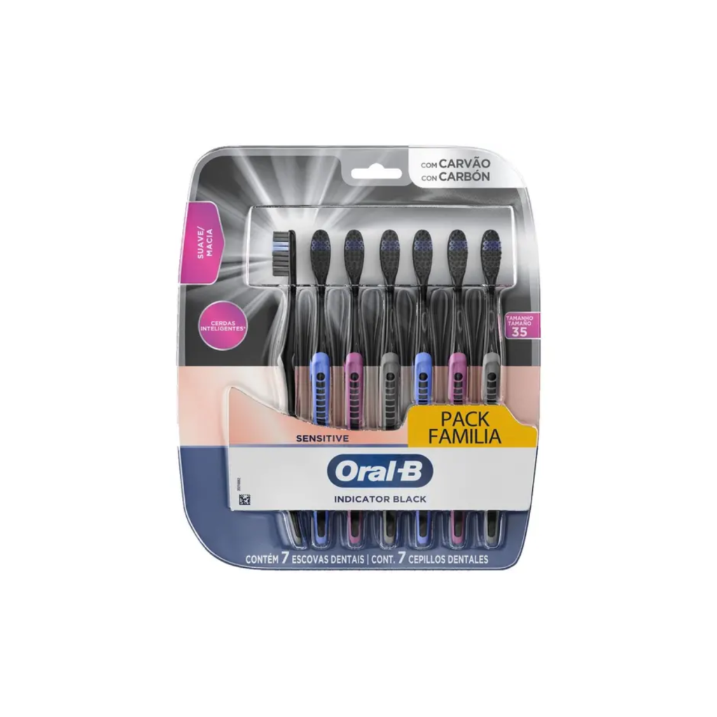 Escova de Dente Oral-B Indicator Black 7 Unidades