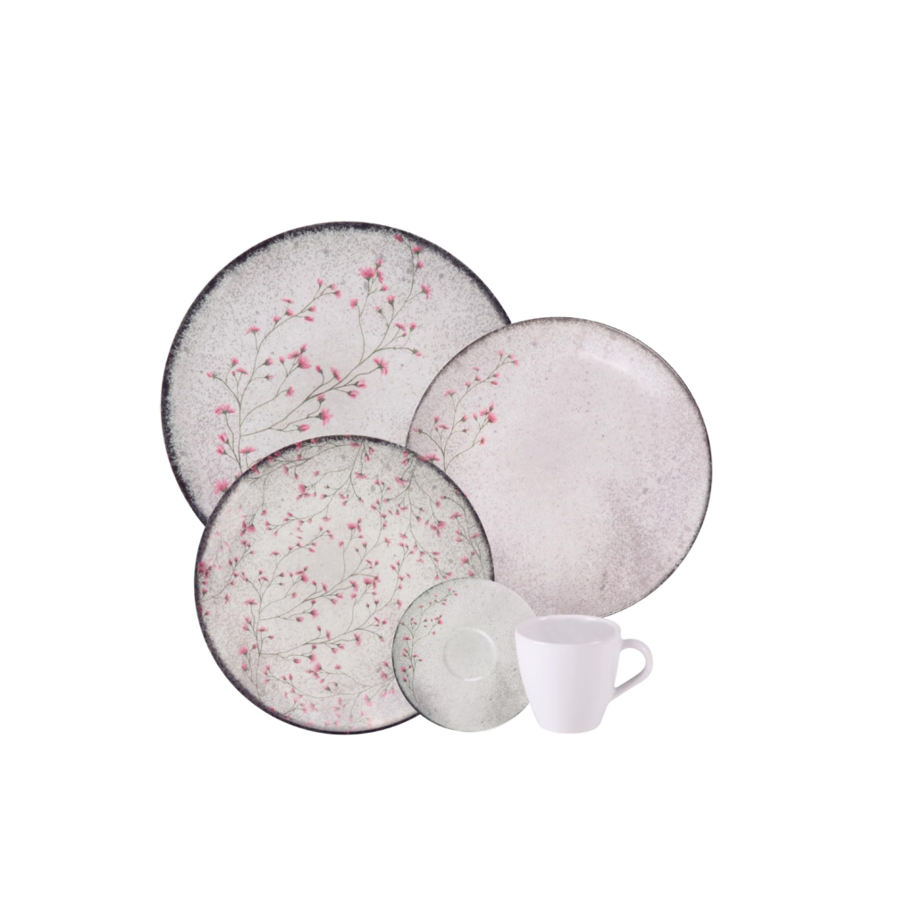 Aparelho de Jantar Tramontina Floralis em Porcelana Decorada 20 Peças