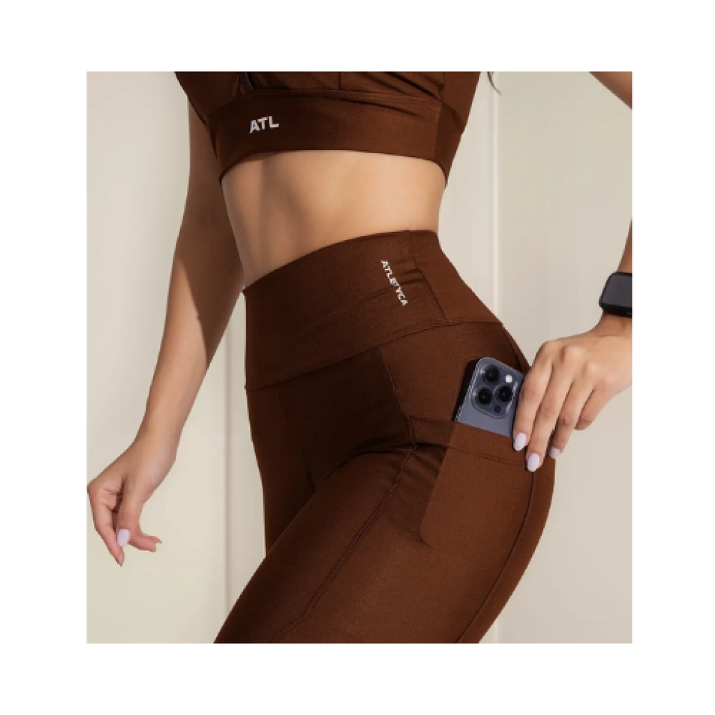Calça Legging Fitness Feminina Atletyca com Bolso Lateral Tecido Poliéster Elastano