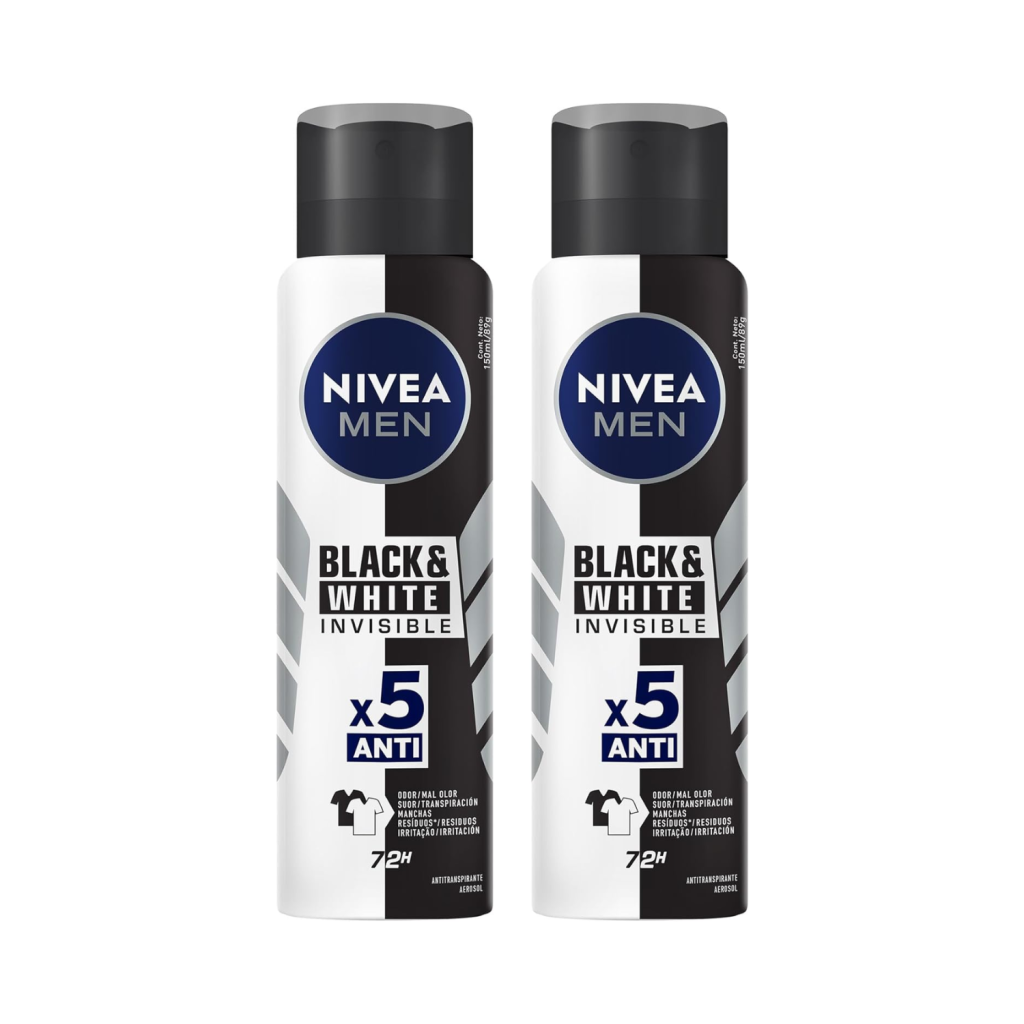 Kit NIVEA Desodorante Aerosol Men Black&White Invisible - 2 unidades