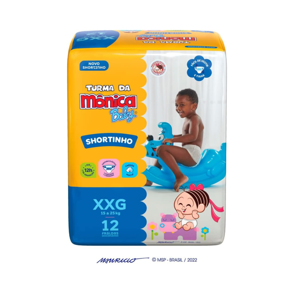 Fralda Turma da Mônica Baby Shortinho Jumbinho XXG 12 Unidades
