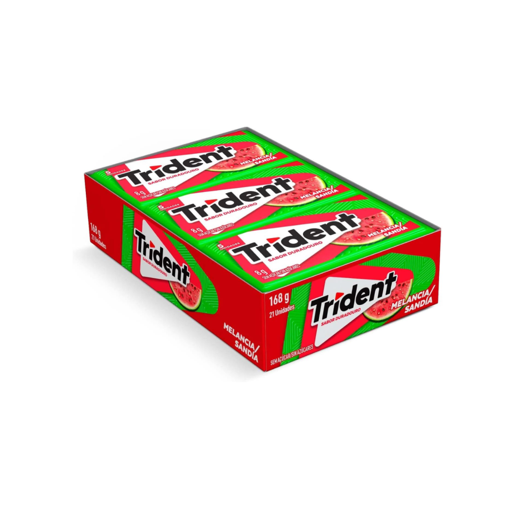 Chiclete Trident Melancia Sem Açúcar - Caixa com 21 unid. de 8g