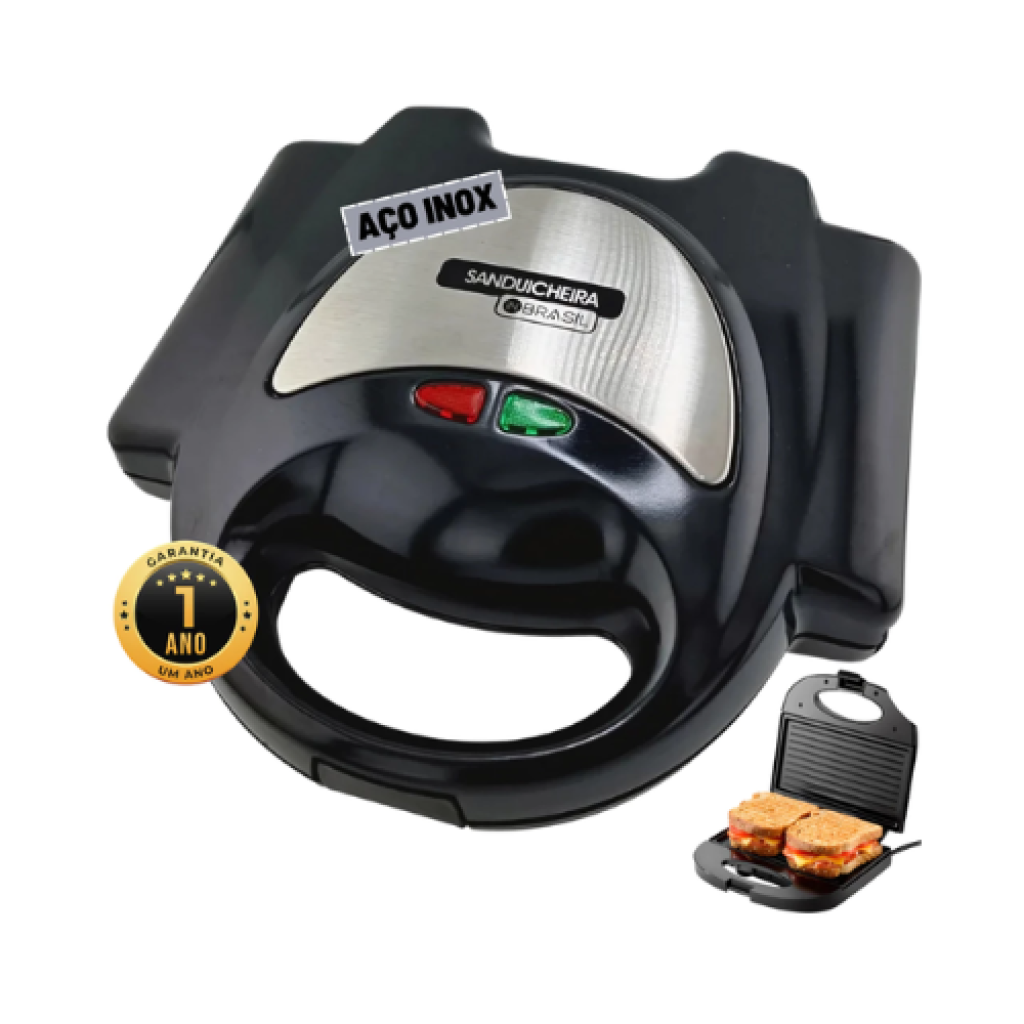 Sanduicheira e Grill Inox In Brasil INBSW02 – 750W, Antiaderente e Compacta