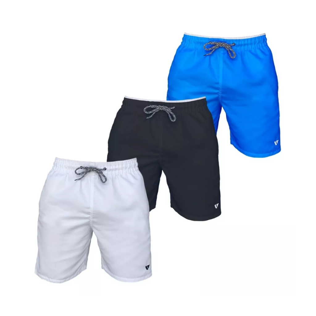 3 Bermudas Lisas Com Amarração Shorts Academia Treino Praia