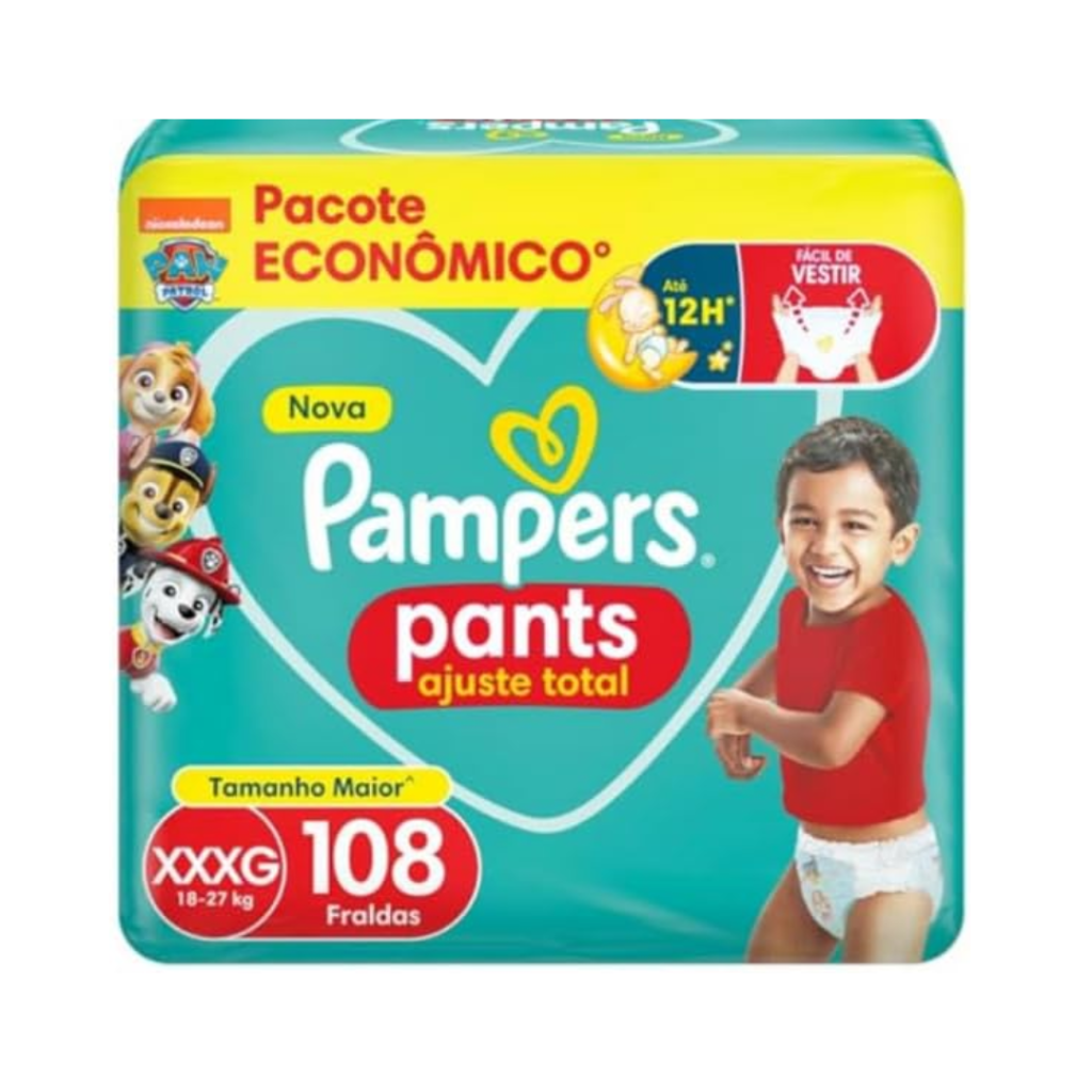 Fralda Pampers Pants Ajuste Total Tamanho XXXG 108 Unidades