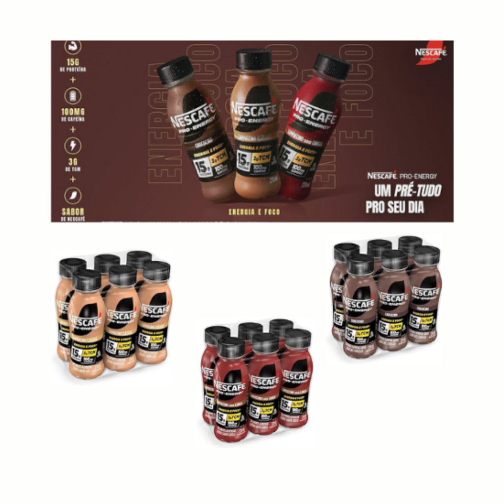 Suplemento Alimentar Nescafé Pro-Energy 15g proteína 270ml - Pack com 6 unidades