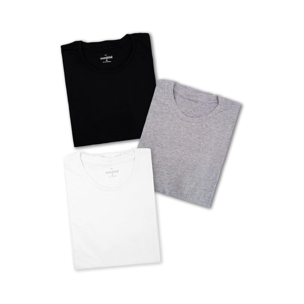 Kit 3 Camisetas Básicas Masculinas Sandrini Preto ou Sortido Algodão Premium Conforto Casual Dia a Dia