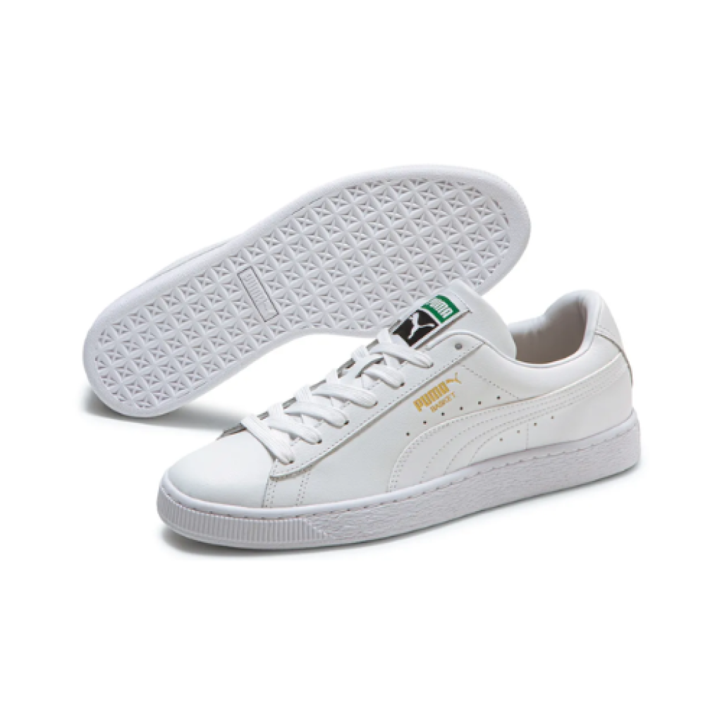 Tênis Puma Basket Classic XXI Masculino Couro Branco Casual Original Linha Heritage