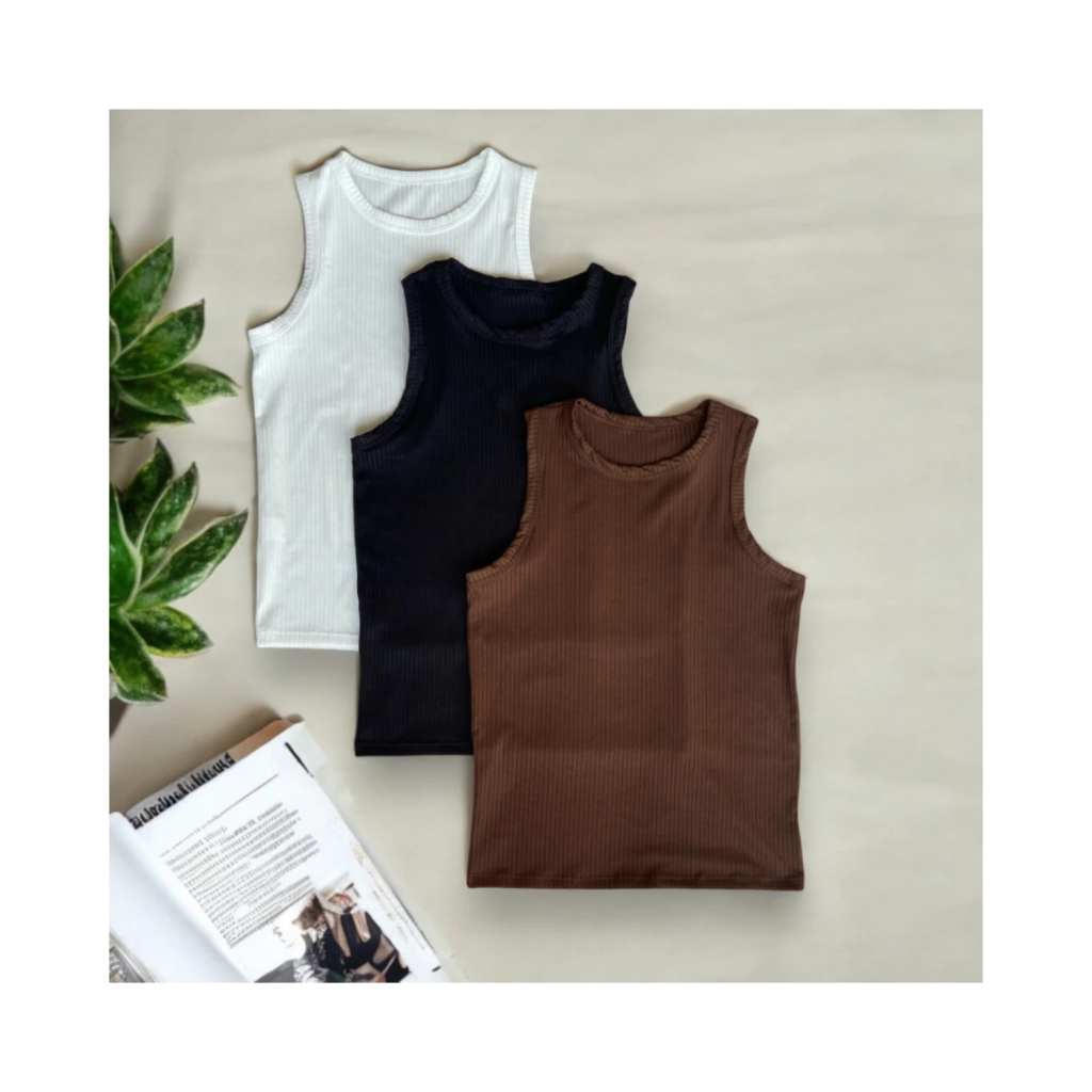 Kit 3 Regata Canelada Feminina Blusinha Básica Ribana Premium