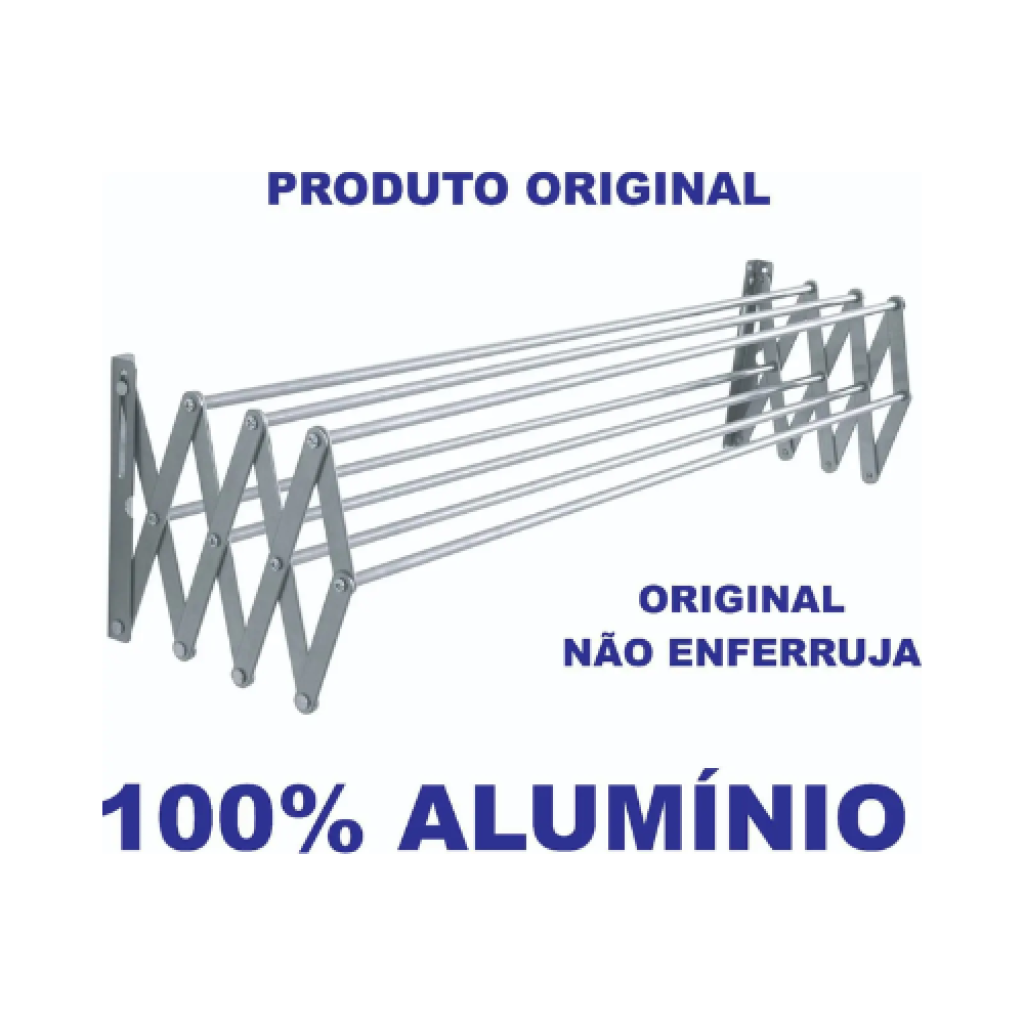 Varal de Parede Retrátil Sanfonado 60cm Kzaon em Alumínio Antiferrugem