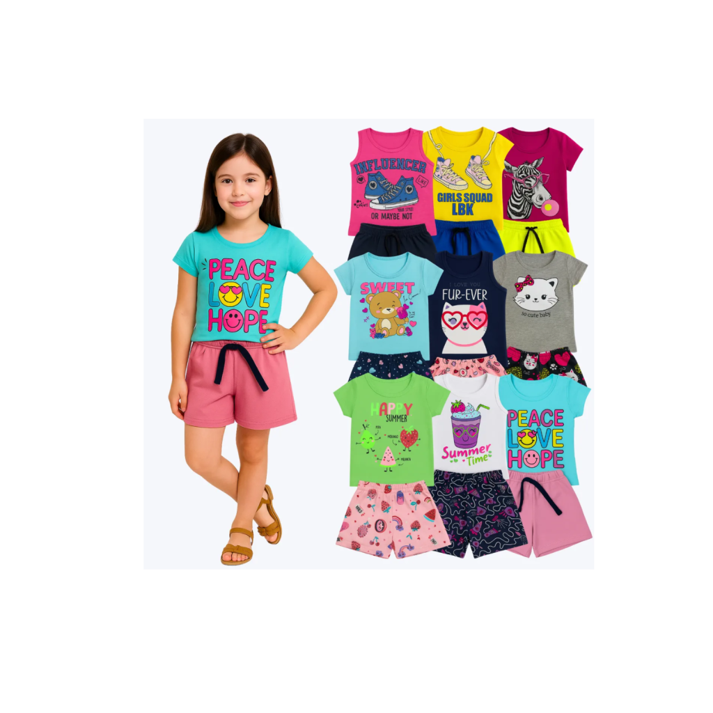 Kit 10 Peças De Roupa Conjunto Infantil Menina = 5 Conjuntos