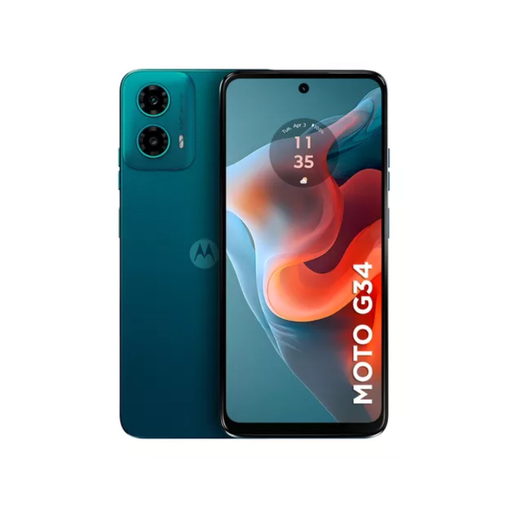 Smartphone Motorola Moto G34 5G - 256GB 16GB (8GB RAM+8GB Ram Boost) AI Camera 50MP NFC Verde - Vegan Leather