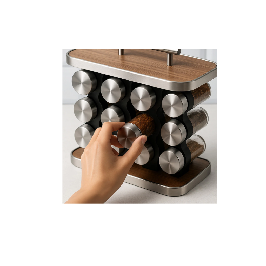 Porta Tempero Condimento 12 Potes De Vidro Com Alça Inox Cozinha