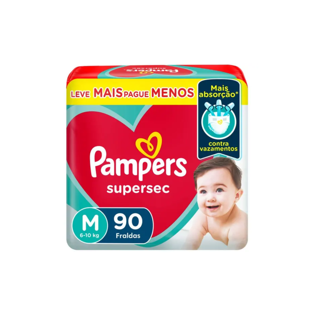 Fraldas Pampers Supersequinha Tam. M 6 a 10kg 90 Unidades