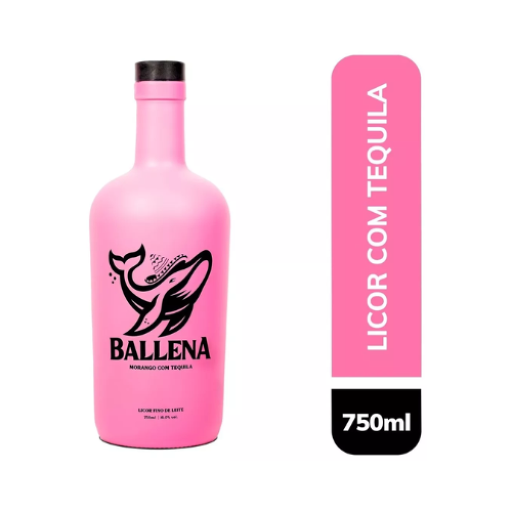 Licor Creme de Morango com Tequila Ballena – 16% Teor Alcoólico, Álcool de Agave Mexicano
