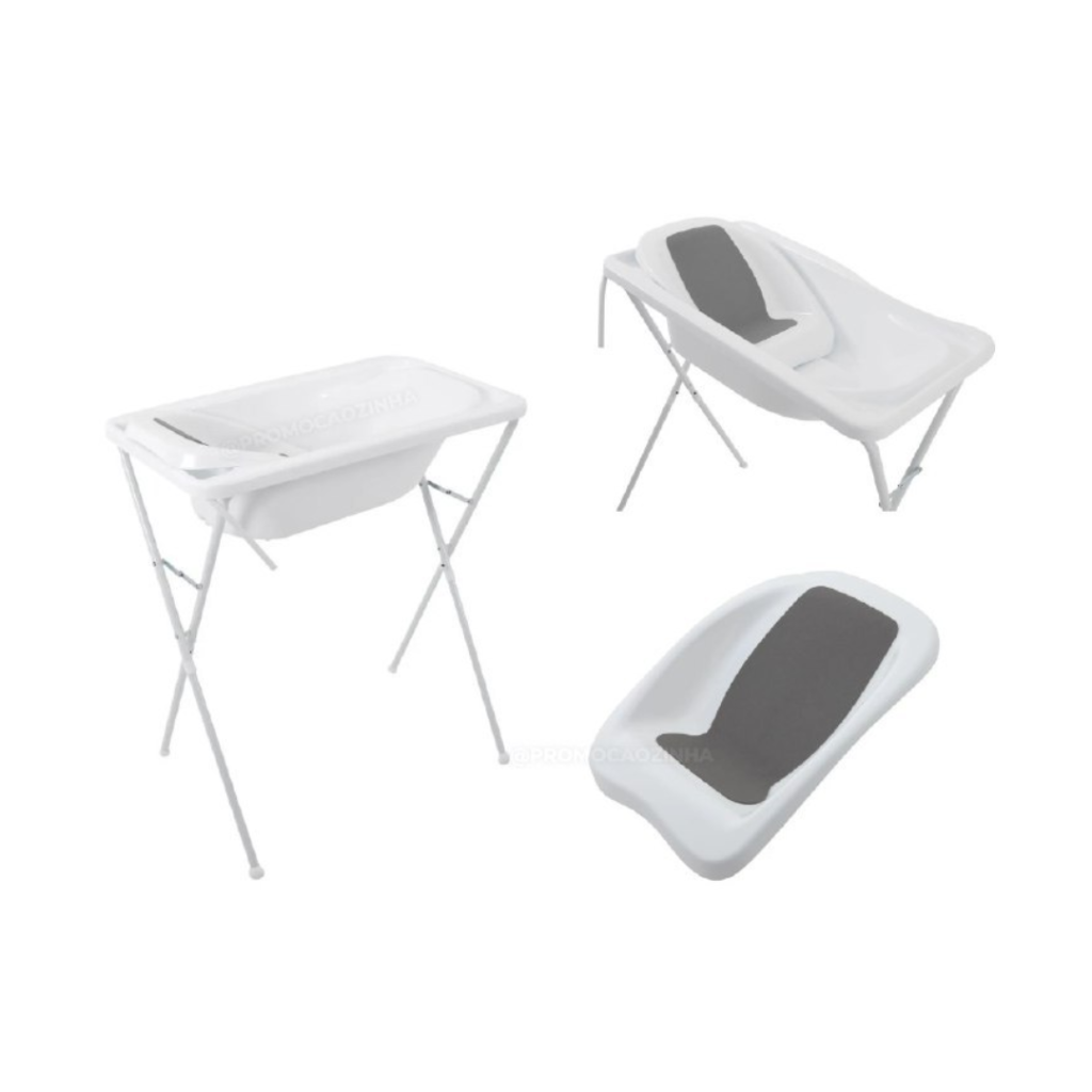Banheira de Bebê Plástica com Redutor Acqua Trio Branco 7065BC Galzerano