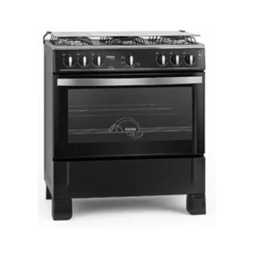 Fogão de Piso Itatiaia Waves 6 Bocas Gás GLP Preto com Forno 88L e Acendimento Automático