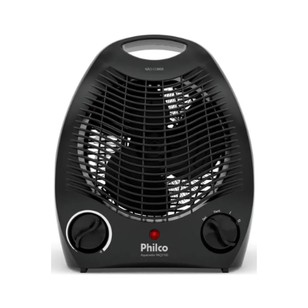 Aquecedor Elétrico Philco PAQ1100 2 em 1 1500W 3 Temperaturas com Ventilação 127V Preto