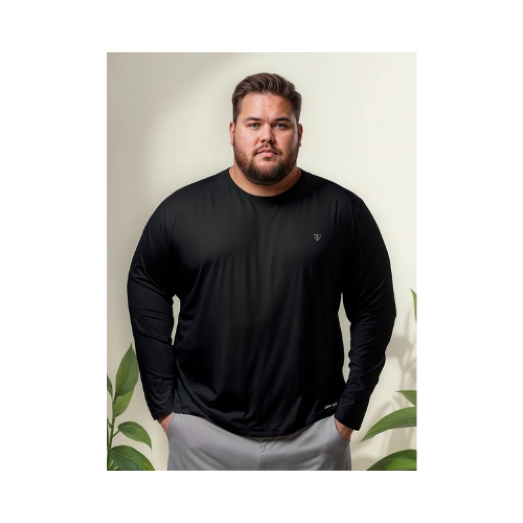 Camiseta Voker Plus Size Manga Longa Dry Fit Proteção Solar UV FPS 50+ Masculina