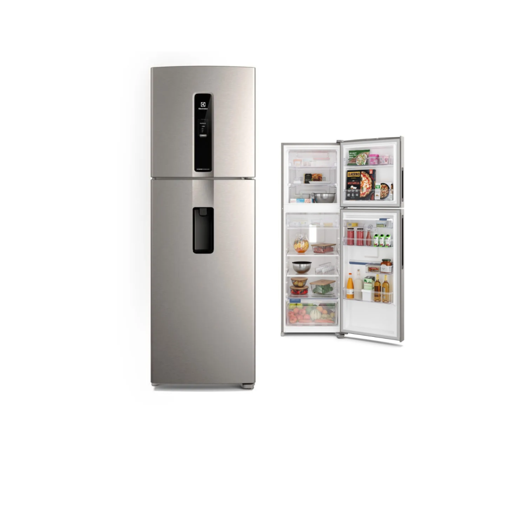 Geladeira Electrolux Frost Free Inverter 410L Água Na Porta Com Autosense Duplex Inox Look IW46S