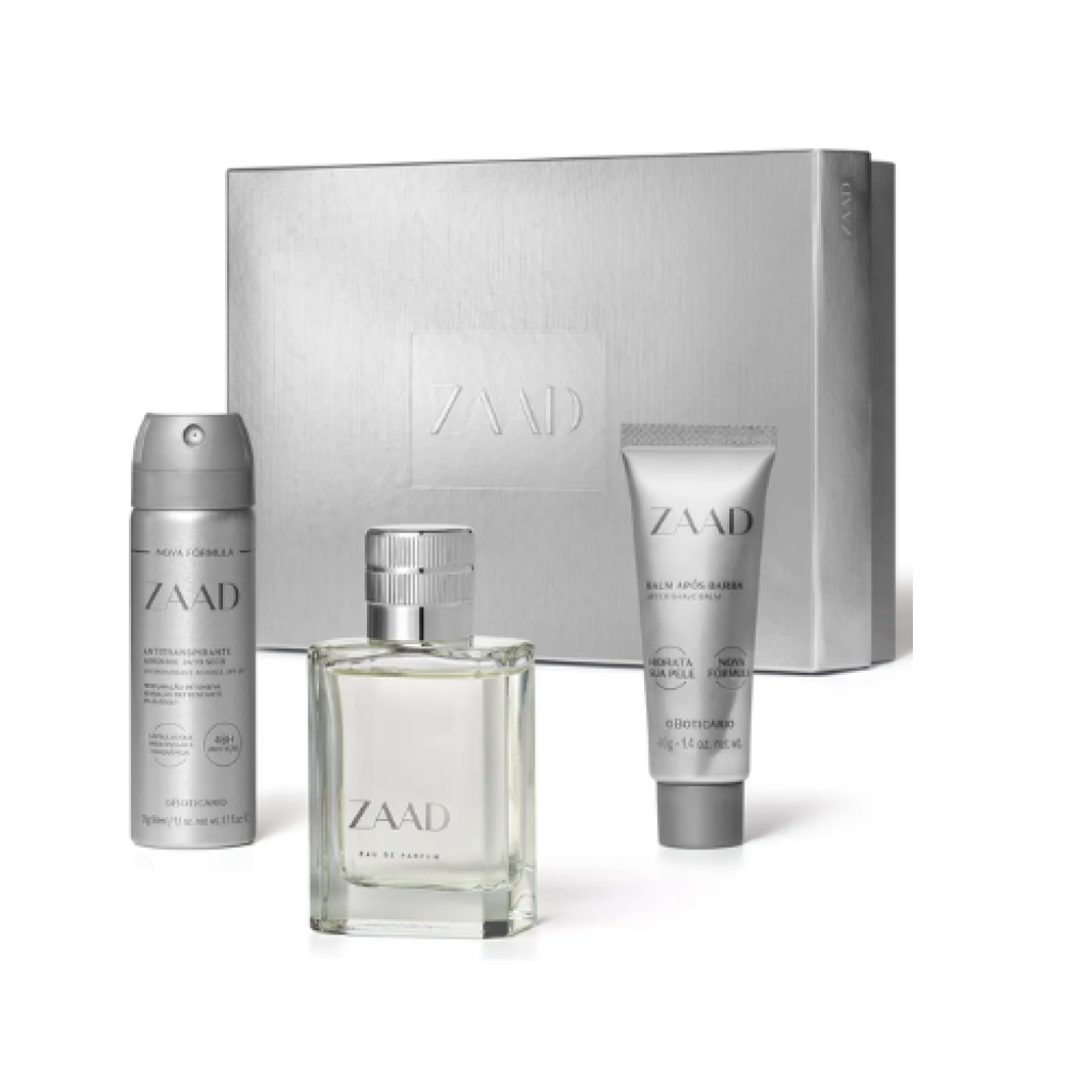 O Boticário Kit Zaad Masculino com Eau de Parfum 50ml Balm Pós Barba 40g e Desodorante 31g