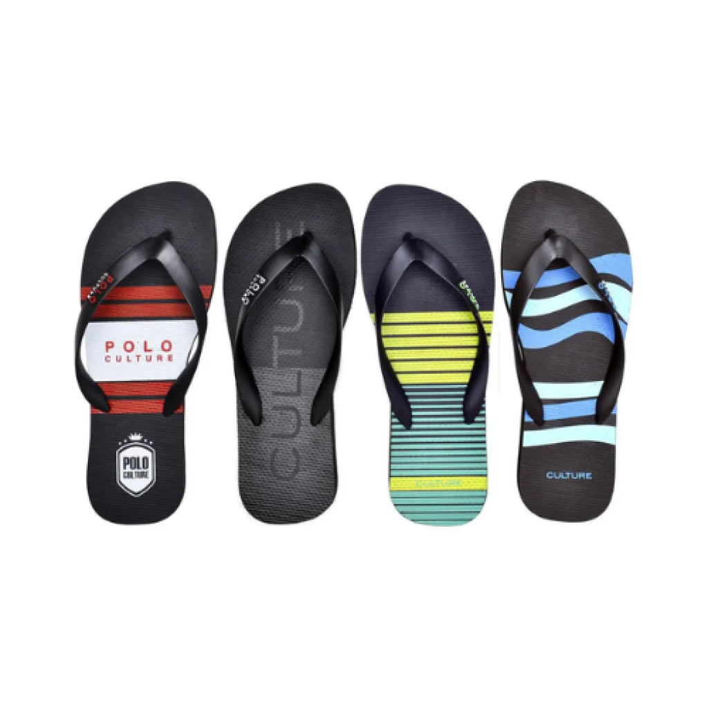 Kit 4 Pares de Chinelo Polo Culture Masculino – Borracha Antiderrapante e Estampado