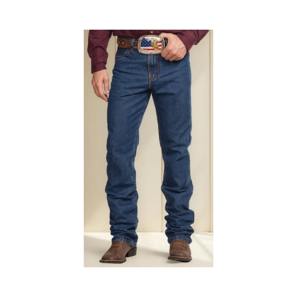 Calça Jeans Masculina Azul Reforçada Trabalho Bolsos Grandes Algodão Poliéster