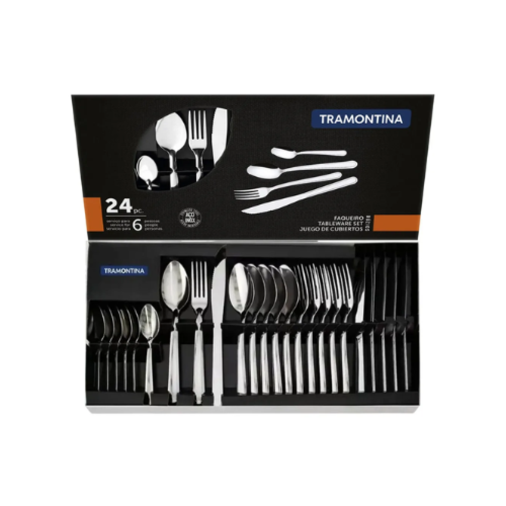 Faqueiro Tramontina Búzios 24 Peças Aço Inox 2 mm Certificação NSF