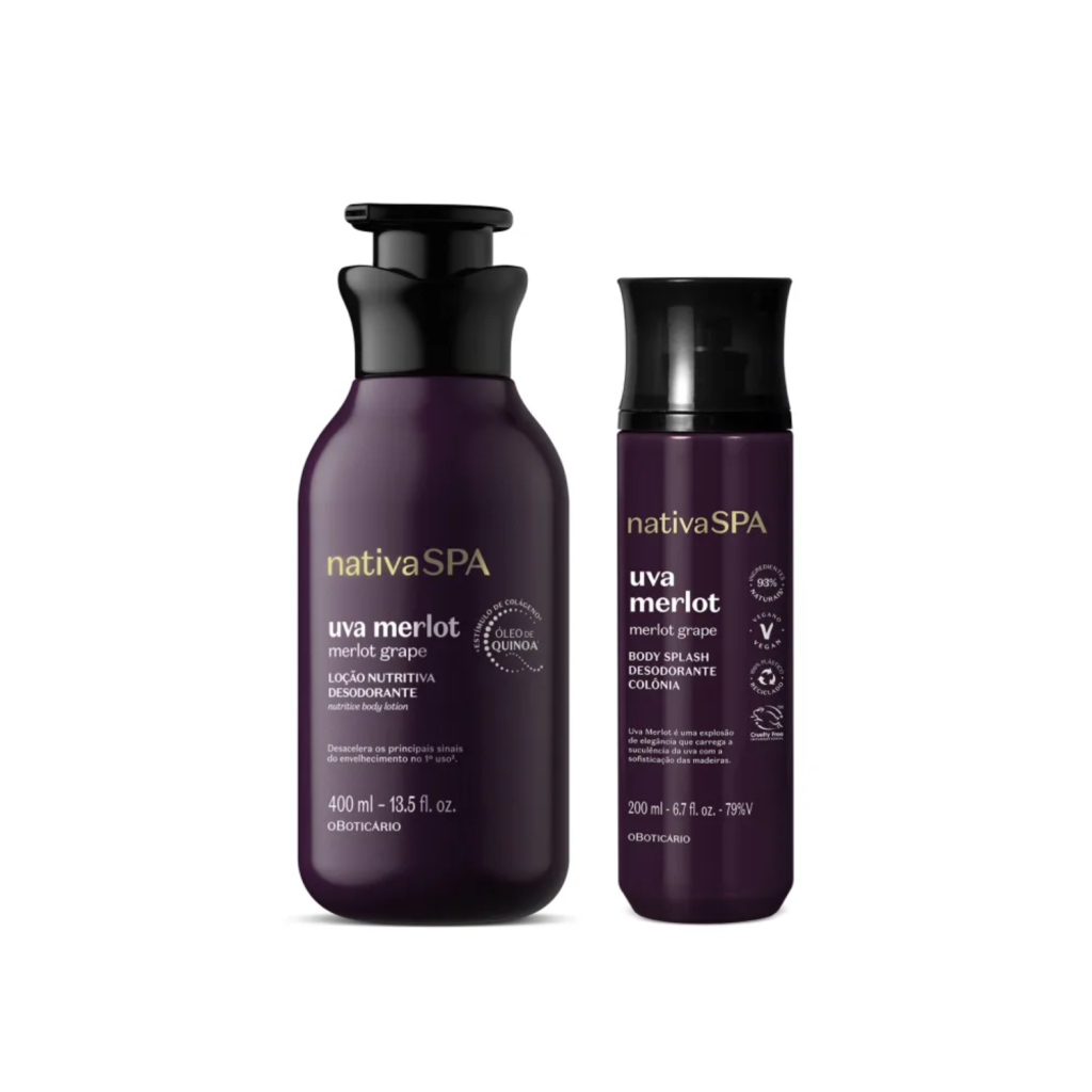 Combo Nativa Spa Uva Merlot: Loção Corporal 400ml + Body Splash 200ml