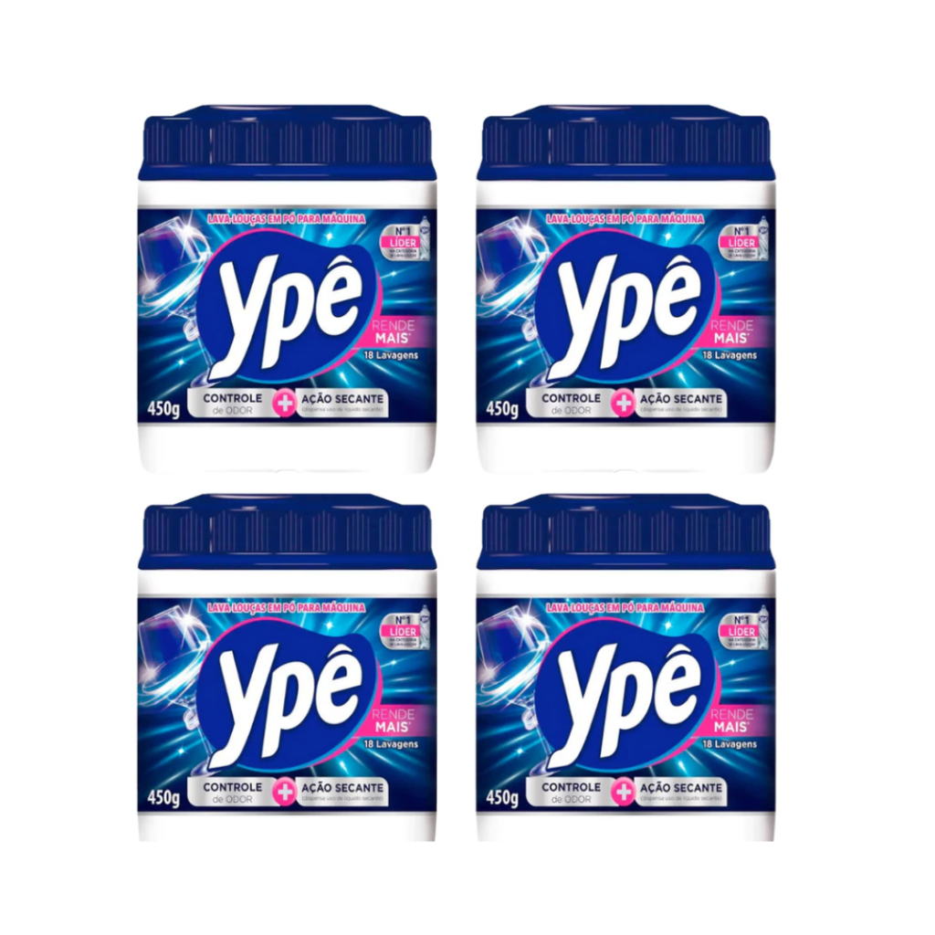 Lava Louças em Pó para Máquina 450g cada Ypê - Kit com 4