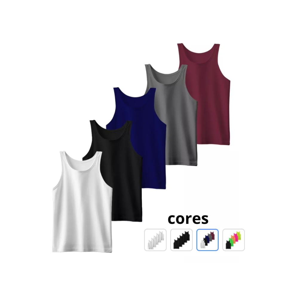 Camisetas Regatas Masculina Lisa Básica Academia Dry - Kit 5