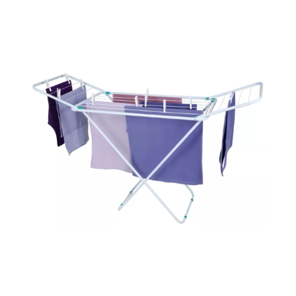 Varal de Chão Reforçado Mor, Dobrável, Retrátil, Slim, com Abas, 7,6m, Branco