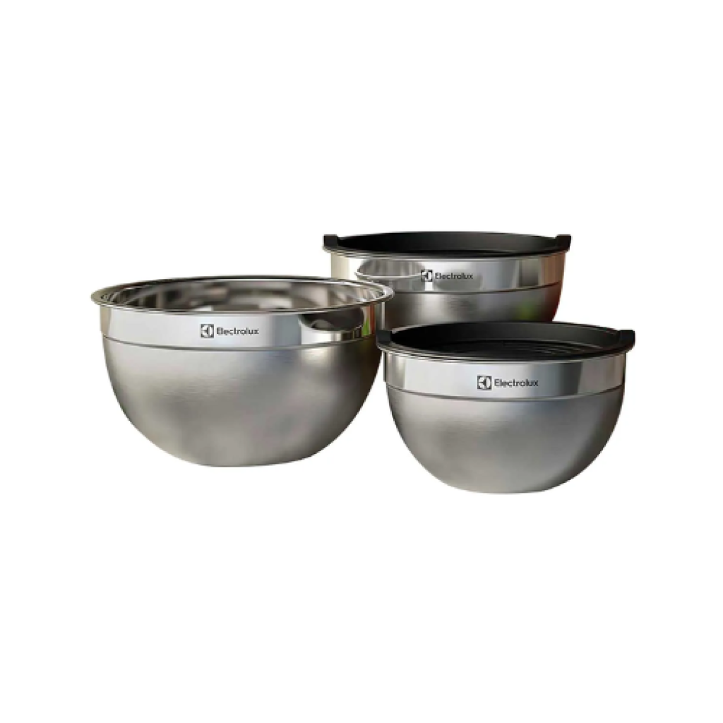 Conjunto de Bowls Inox com Tampa Plástica Electrolux 3 Peças