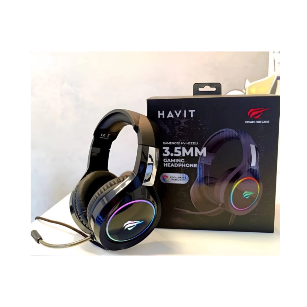Havit HV-H2232d - Fone de Ouvido, Gamer, Iluminação RGB, com Microfone, Falante de 50mm, Conector 3.5mm
