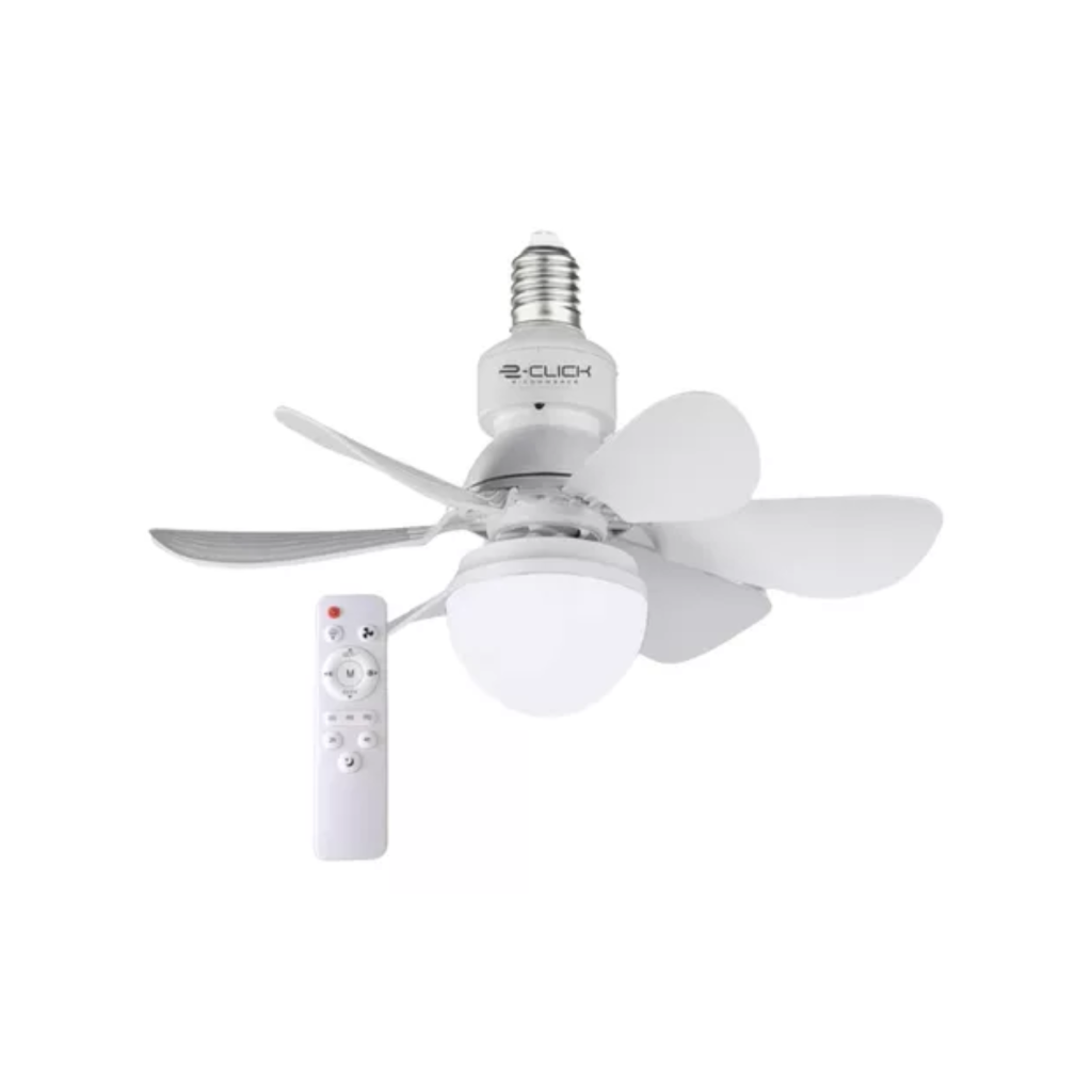 Ventilador de Teto Branco com Luz LED Integrada, Controle Remoto e 3 Velocidades