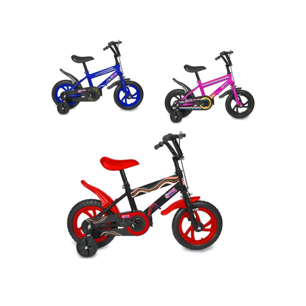 Bicicleta Infantil Aro 12 Rosa Conect Brinq com Rodinhas de Apoio e Quadro em Alumínio