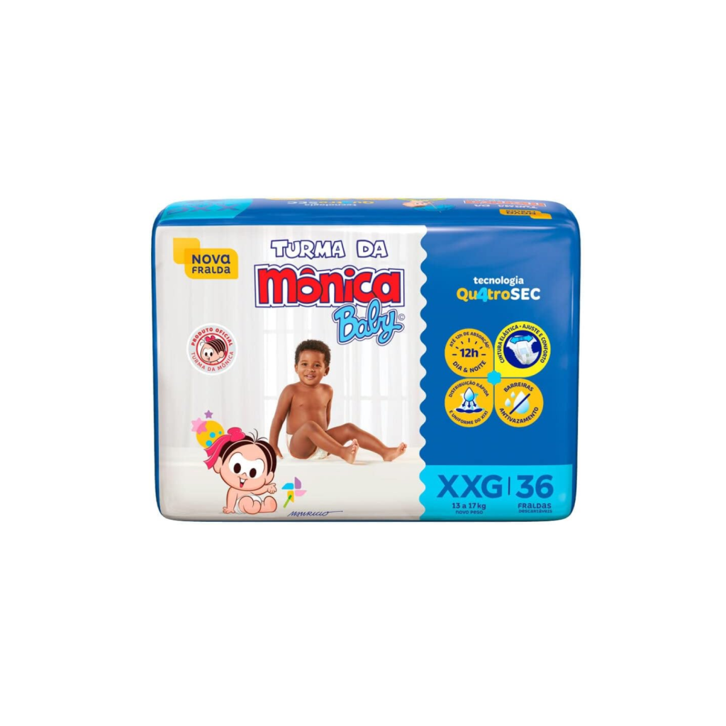 Fralda Turma da Mônica Baby Mega XXG 36 Unidades