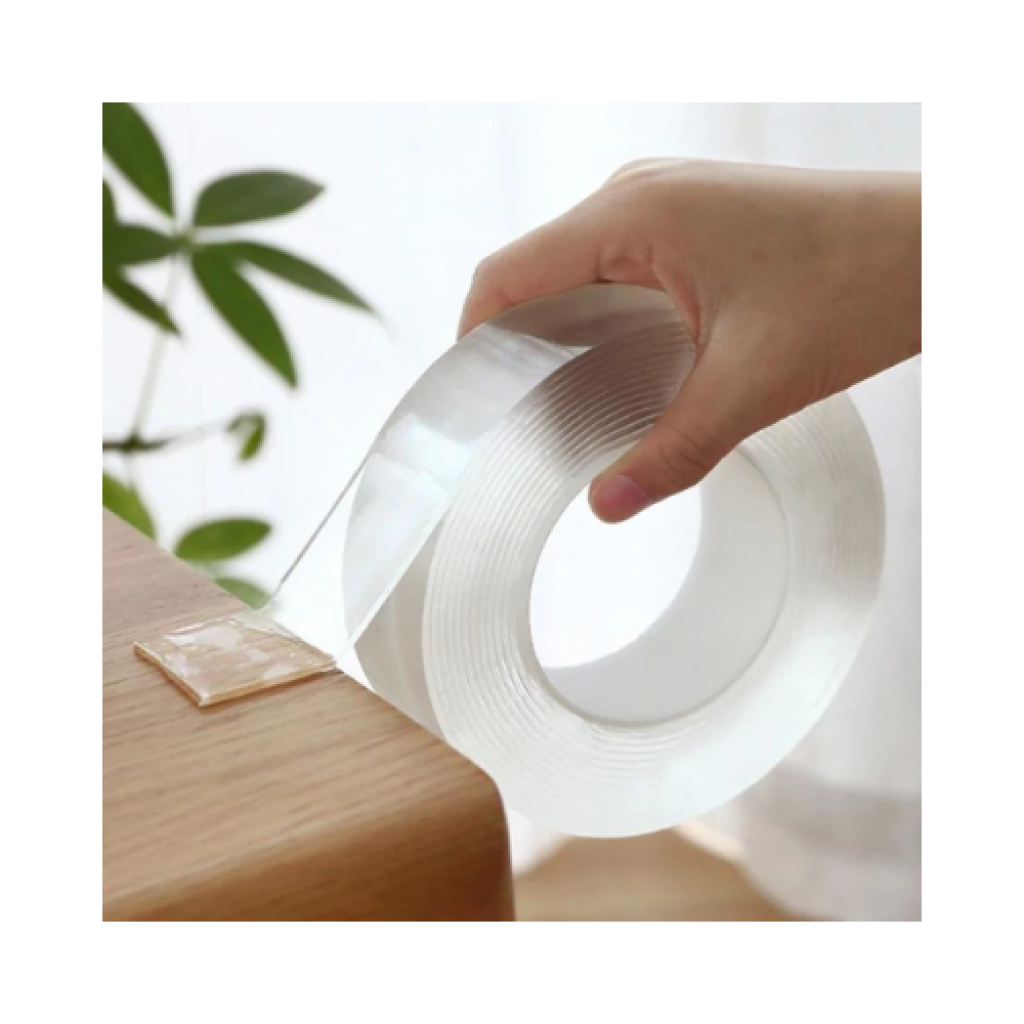 Kit Fita Dupla Face Gel Reutilizável 3M/5M Transparente Super Forte e Lavável
