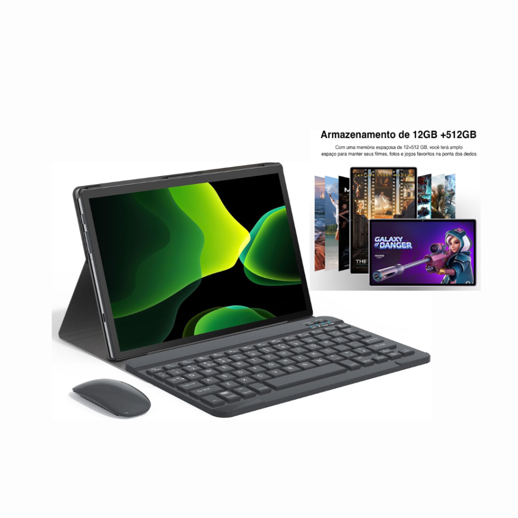 Tablet Xixaomiro 3 em 1 com Tela IPS FHD 10.1”, 512GB e Teclado