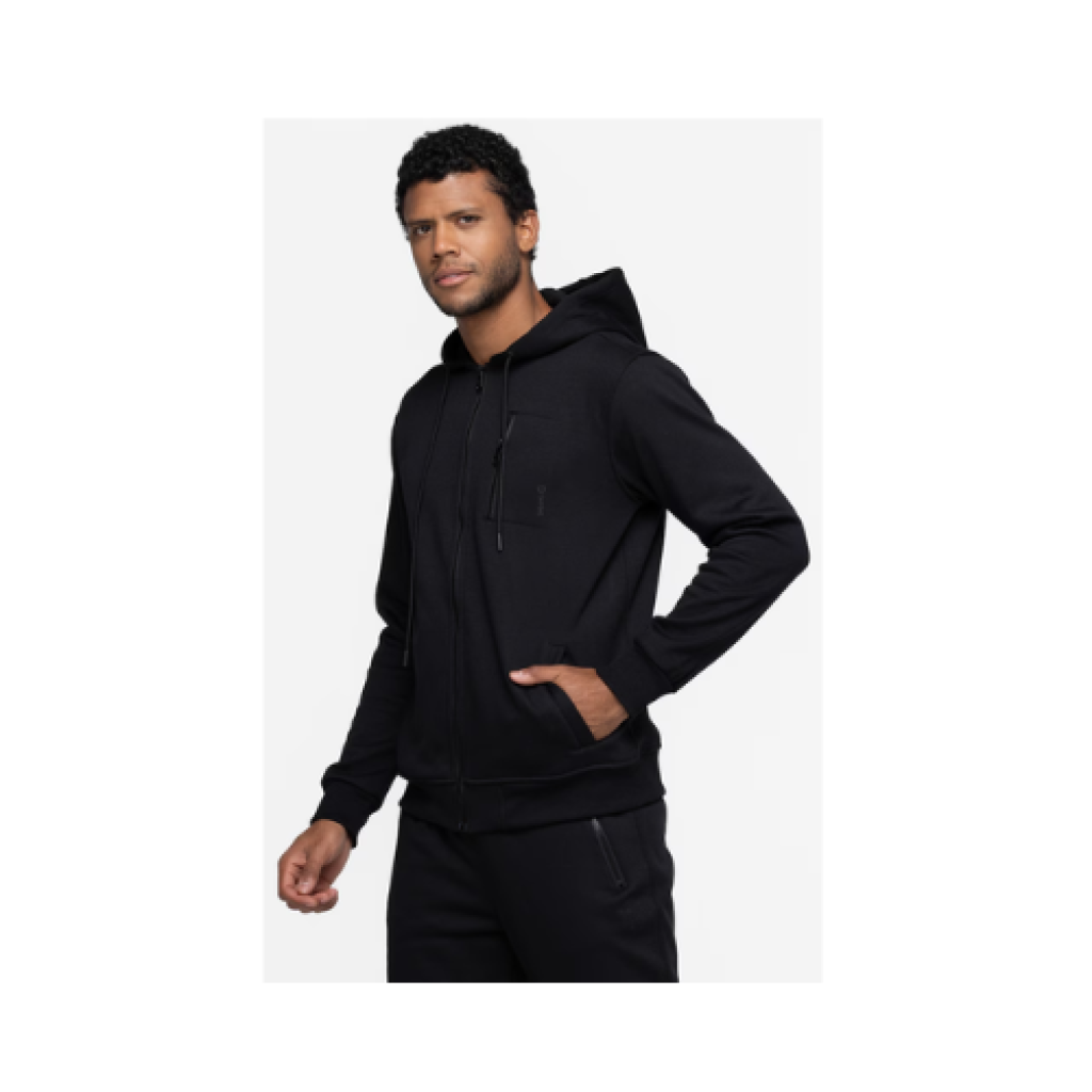 Jaqueta Masculina Oxer Mark com Capuz Ajustável, Zíper Frontal e Bolsos Laterais