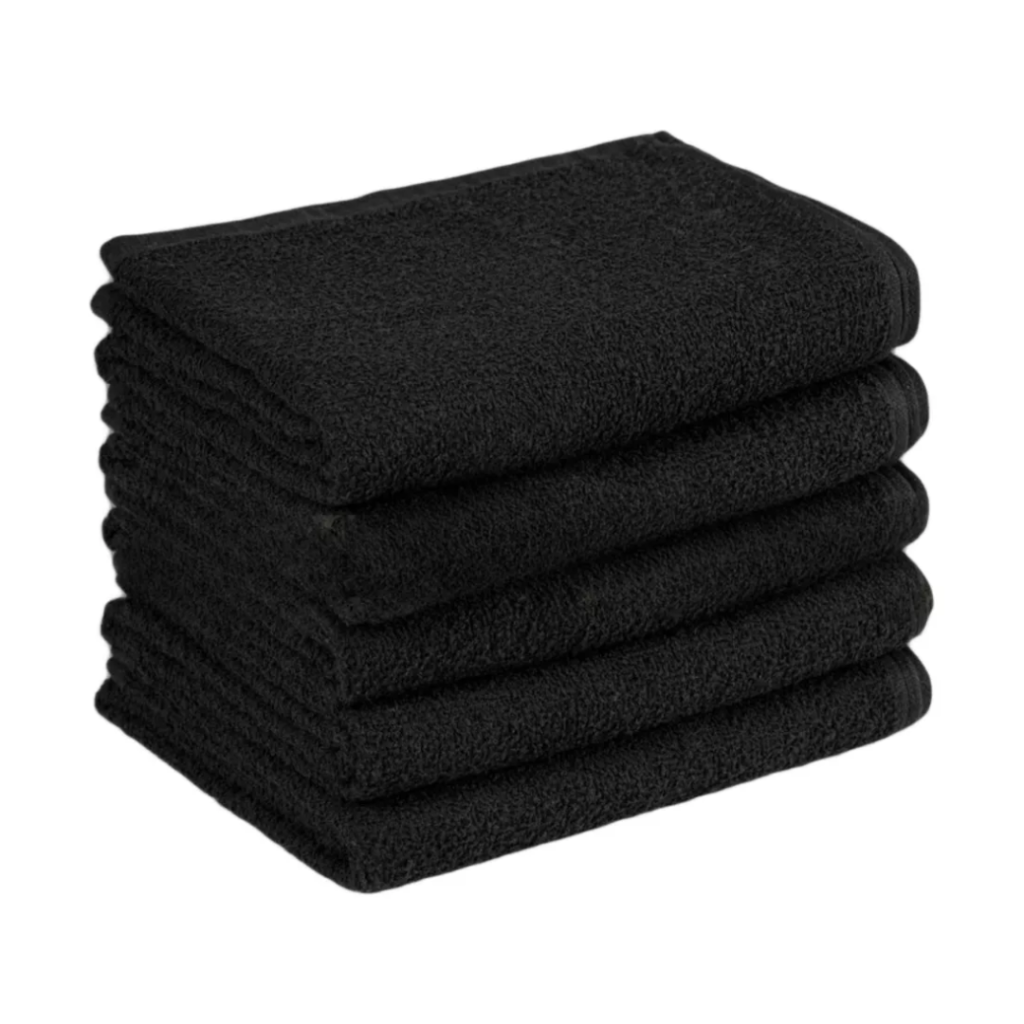 Kit 10 Toalhas Rosto Clássica Para Salão De Beleza Atacado Cor Preto Lisa